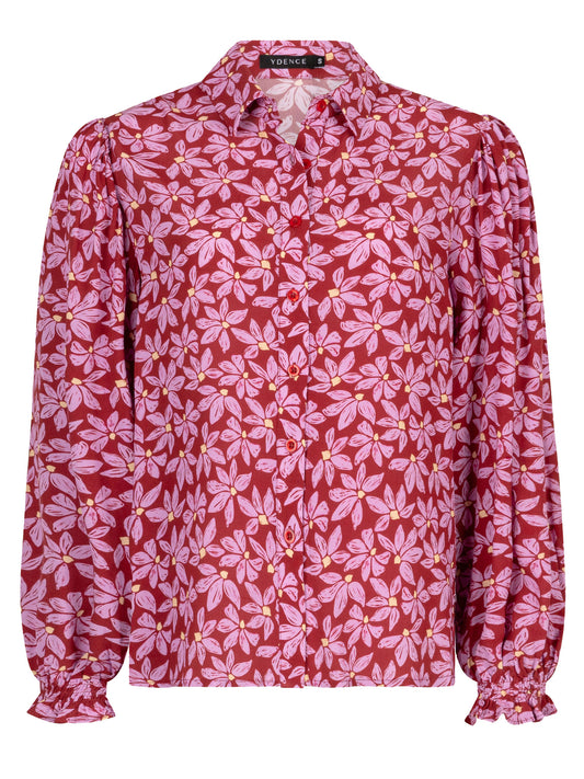 Blouse Alyssa wine red / lilac flower