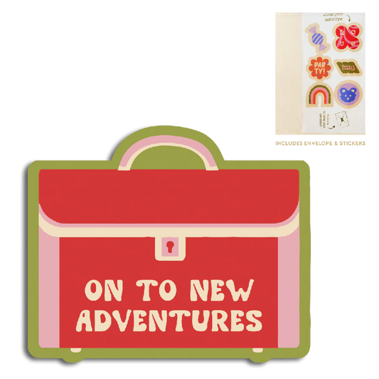 Cut-out card on to new adventures