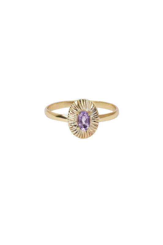 Ring amethyst vintage Brass