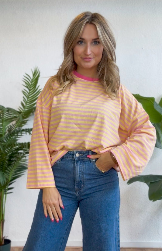 Longsleeve geel/roze