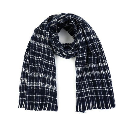 Geruite sjaal navy met lurex