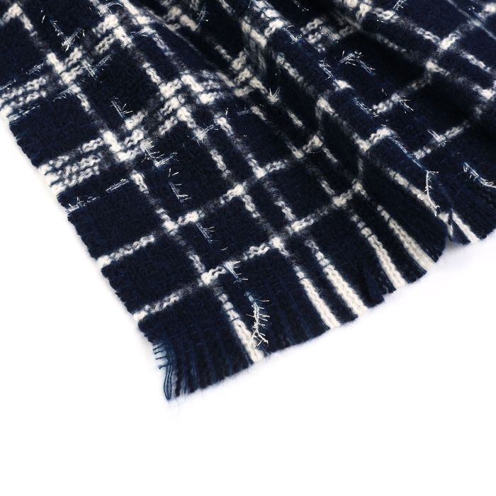 Geruite sjaal navy met lurex