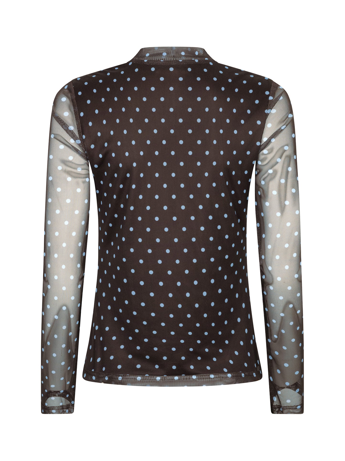 Top Bailey polka dot mesh long sleeve brown