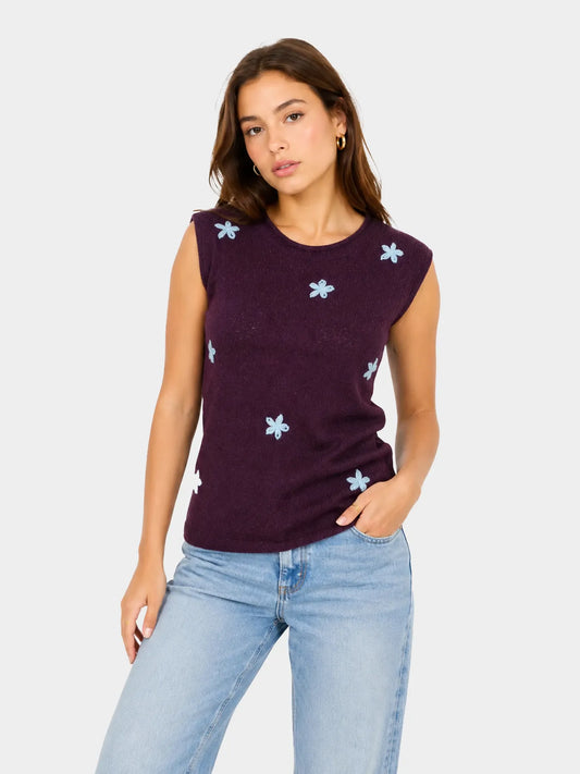 Blair knitting top royal plum/ cloud blue
