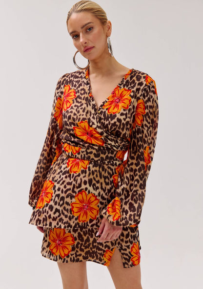 Blouse flora leopard flower