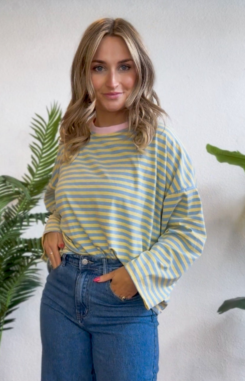Longsleeve geel/blauw