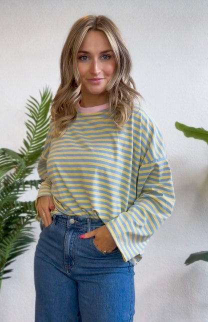 Longsleeve geel/blauw