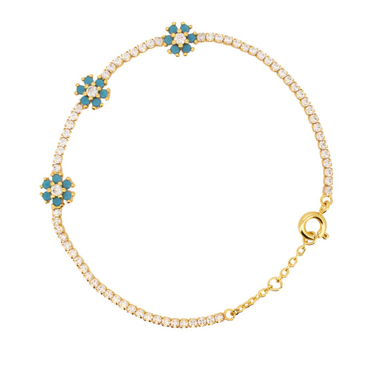 3 flower bracelet blue