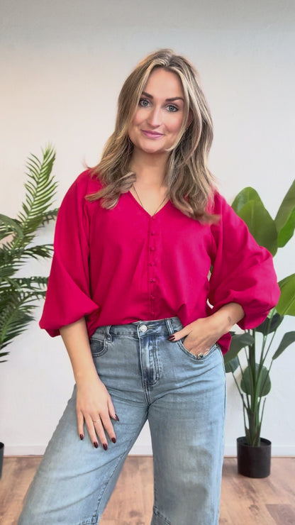 Blouse linnen mix berry