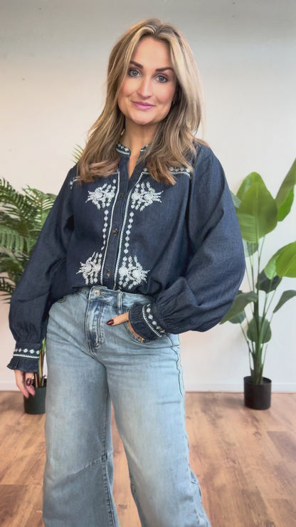 Denim blouse embroidery