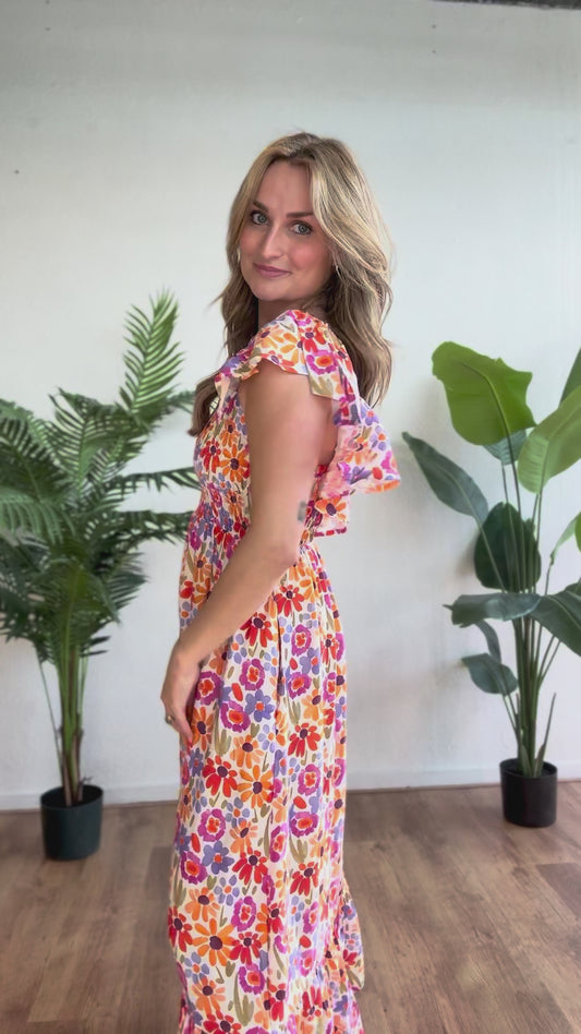 Maxi jurk blue bloom