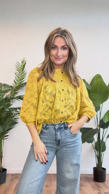 Luchtige blouse met structuur geel