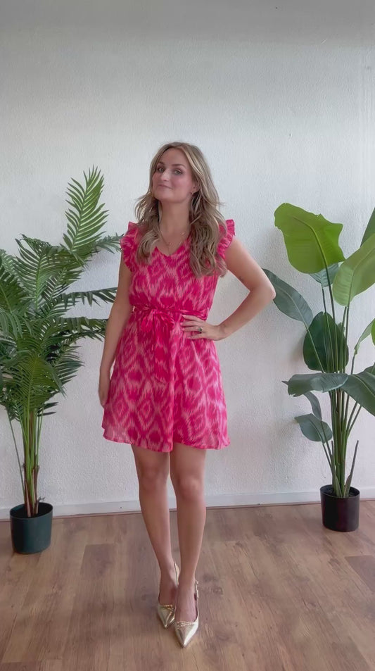 Roze print jurk kort