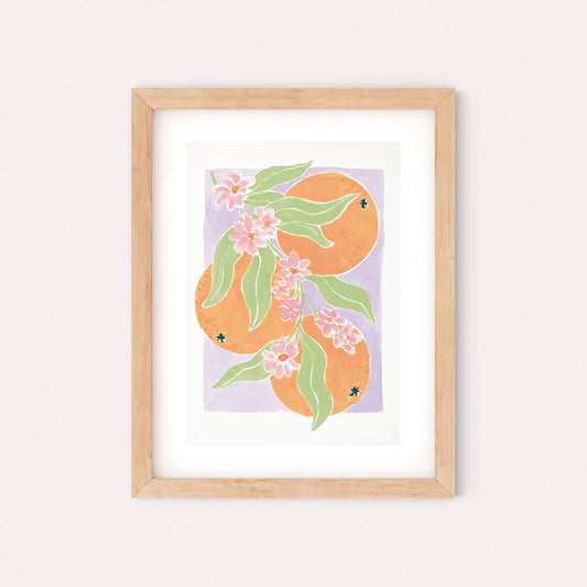Botanical fruit art print oranges A4