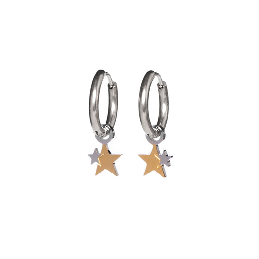 earring stars silver PER STUK