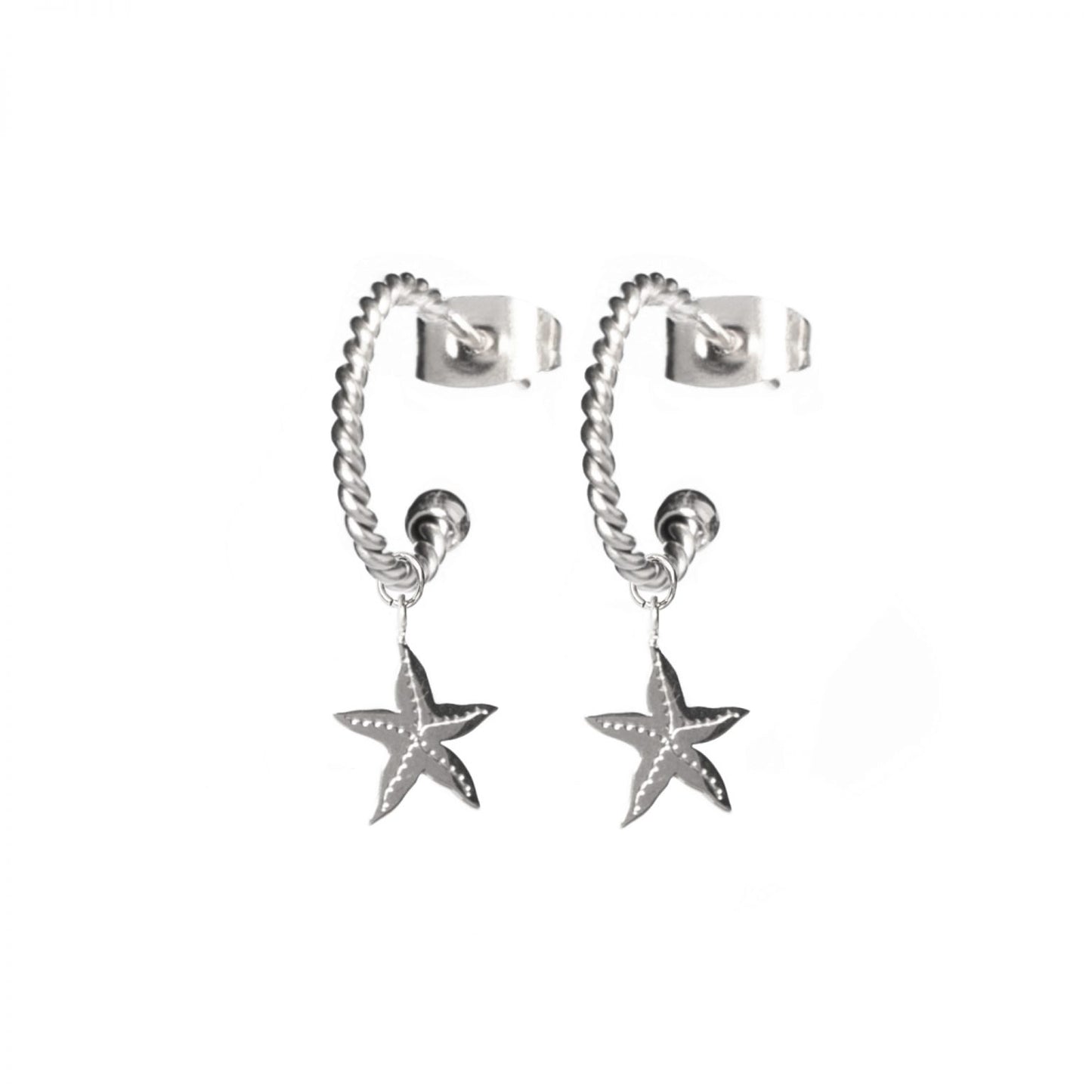 earring twisted starfish silver PER STUK