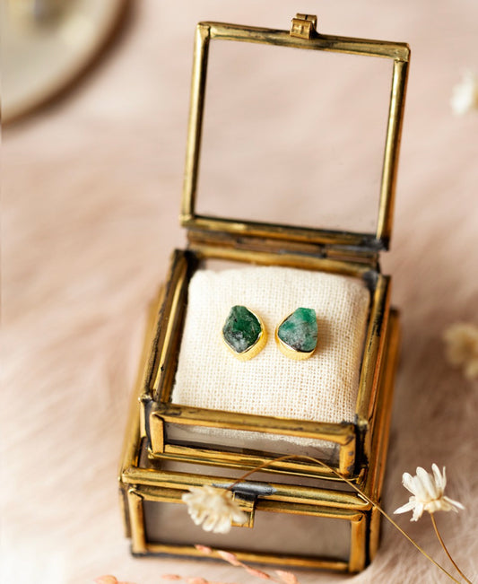Oorbellen met geboorte steen Mei - emerald