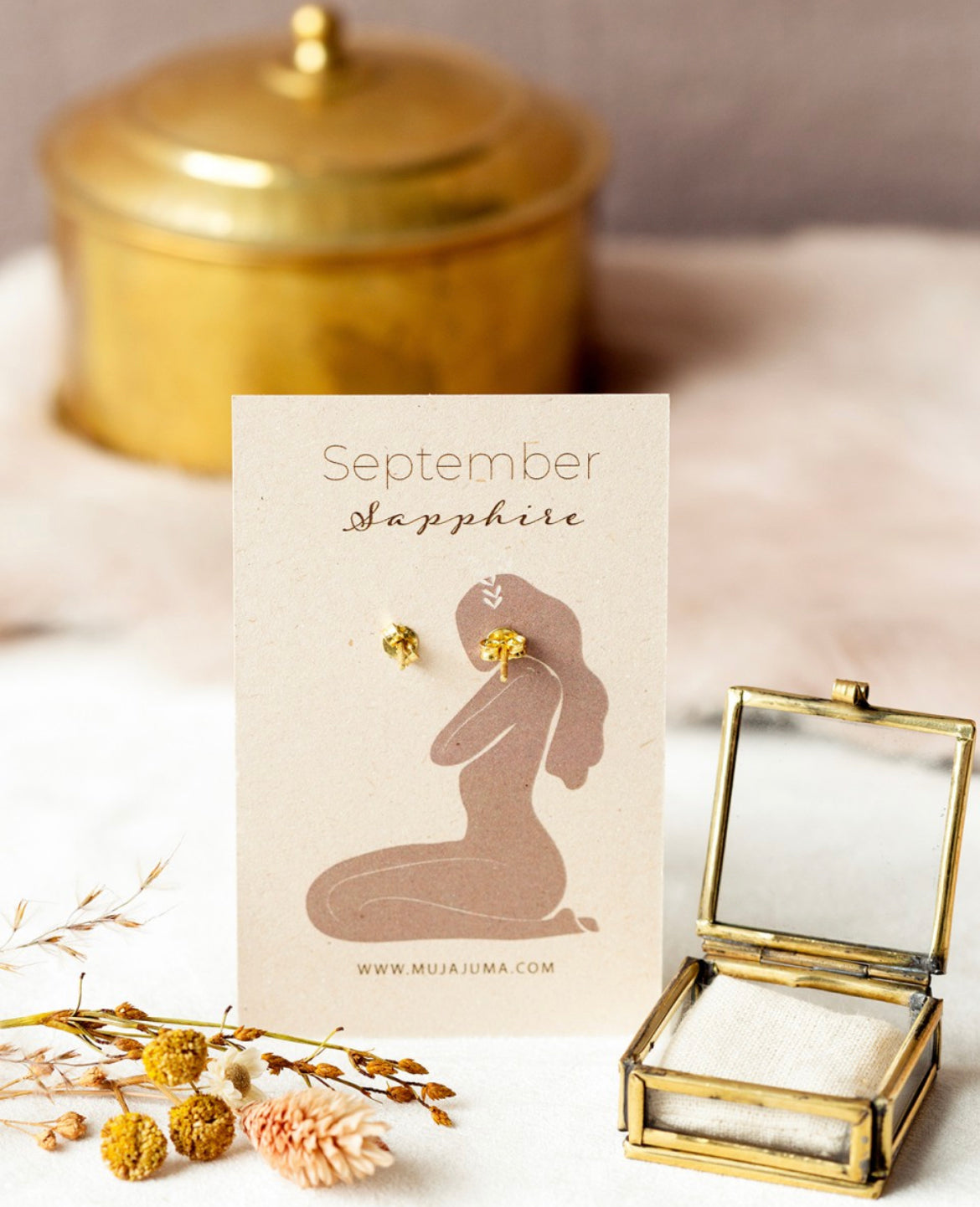 Oorbellen met geboorte steen September -  sapphire