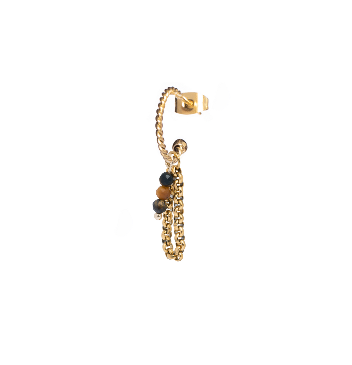Twisted chain tijgeroog earring